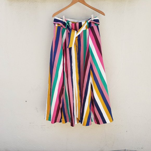 Boden Brooke Blue and Formica Stripe Belted Skirt - Picture 7 of 13